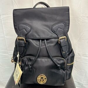 Valentino Orlandi Black Backpack with Gold Details NEW